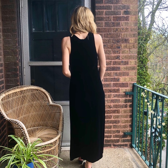 Vintage Silk & Velvet Black Dress - Picture 3 of 8